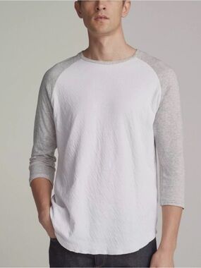 Rag & Bone Rigby Baseball Shirt Raglan 3/4 Sleeve white Grey size XL